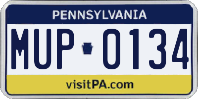 PA license plate MUP0134