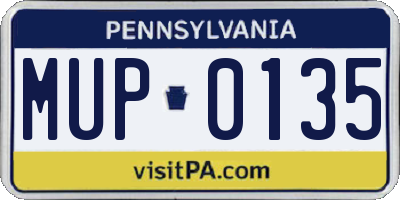 PA license plate MUP0135