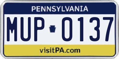 PA license plate MUP0137