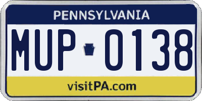 PA license plate MUP0138