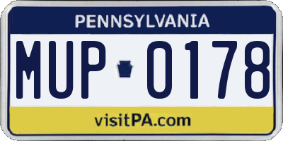 PA license plate MUP0178