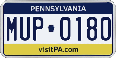 PA license plate MUP0180