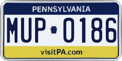 PA license plate MUP0186