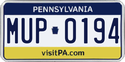 PA license plate MUP0194