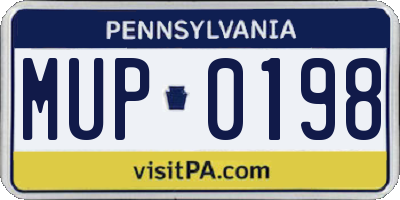 PA license plate MUP0198