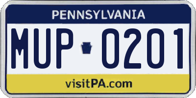 PA license plate MUP0201