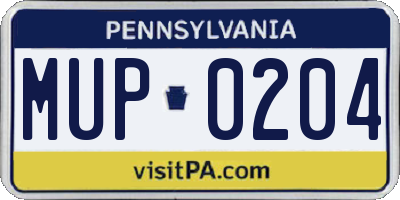 PA license plate MUP0204