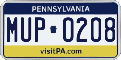 PA license plate MUP0208