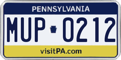 PA license plate MUP0212