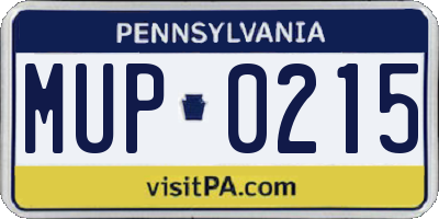PA license plate MUP0215