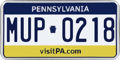 PA license plate MUP0218