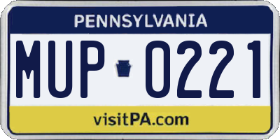 PA license plate MUP0221