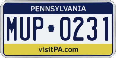 PA license plate MUP0231