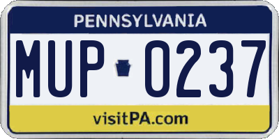 PA license plate MUP0237