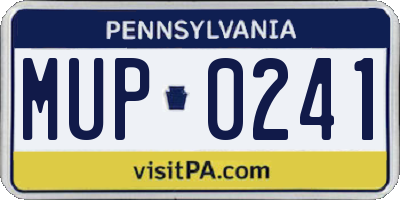 PA license plate MUP0241