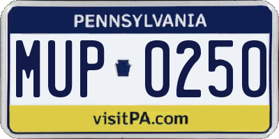 PA license plate MUP0250