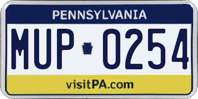 PA license plate MUP0254