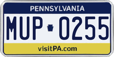 PA license plate MUP0255