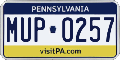 PA license plate MUP0257