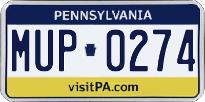 PA license plate MUP0274