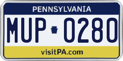 PA license plate MUP0280