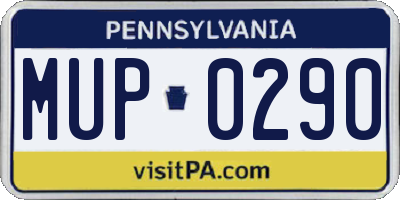 PA license plate MUP0290