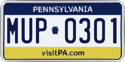 PA license plate MUP0301