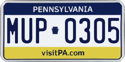 PA license plate MUP0305