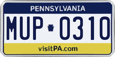 PA license plate MUP0310