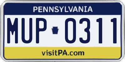 PA license plate MUP0311