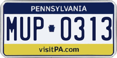 PA license plate MUP0313
