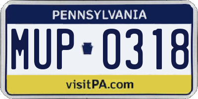 PA license plate MUP0318