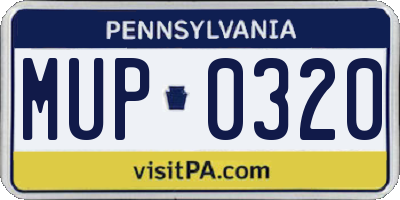 PA license plate MUP0320