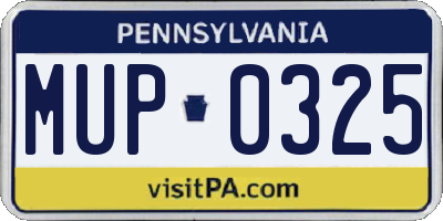 PA license plate MUP0325