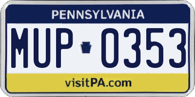 PA license plate MUP0353