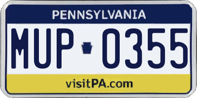 PA license plate MUP0355