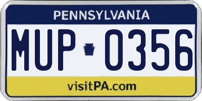 PA license plate MUP0356