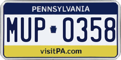 PA license plate MUP0358