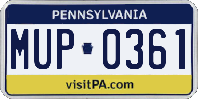 PA license plate MUP0361