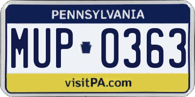 PA license plate MUP0363