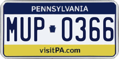 PA license plate MUP0366