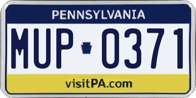 PA license plate MUP0371