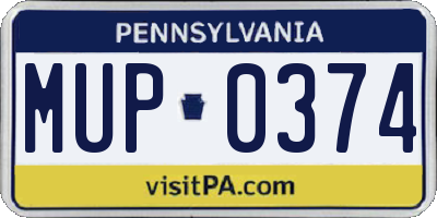 PA license plate MUP0374