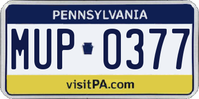 PA license plate MUP0377
