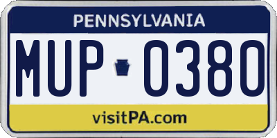PA license plate MUP0380