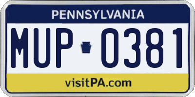 PA license plate MUP0381