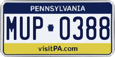 PA license plate MUP0388
