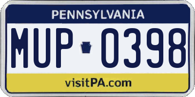 PA license plate MUP0398