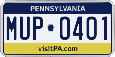 PA license plate MUP0401