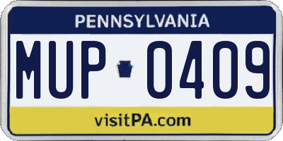 PA license plate MUP0409
